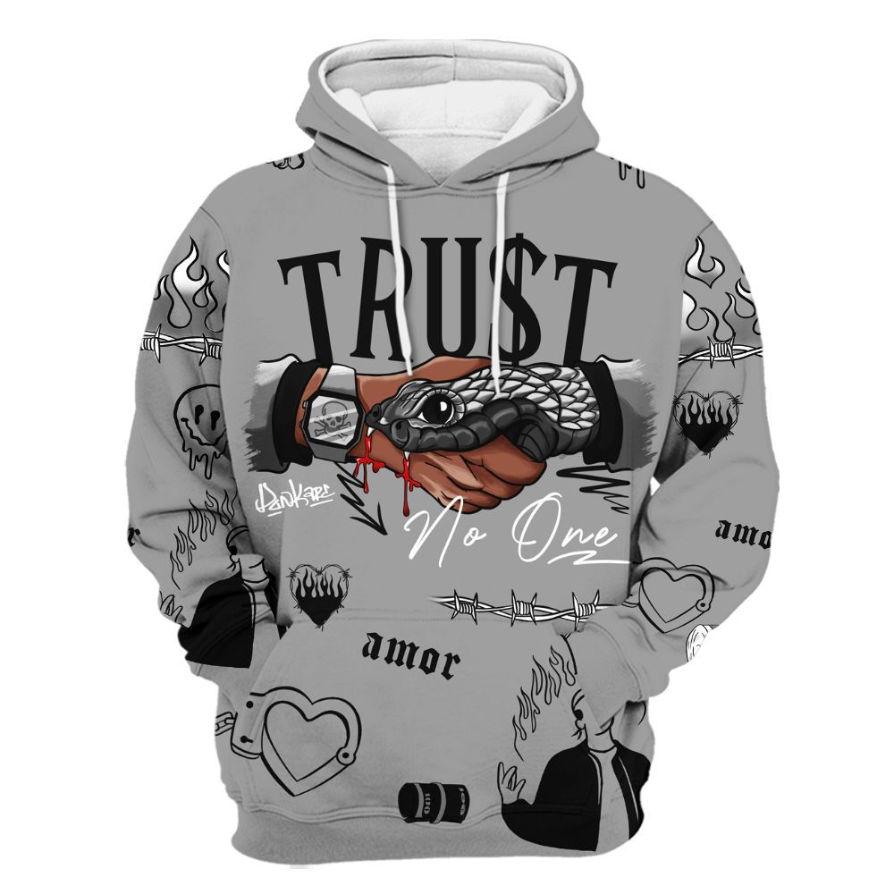 Hoodie To Match Black Wolf Grey 12s - Snake Trust No One All Over Print