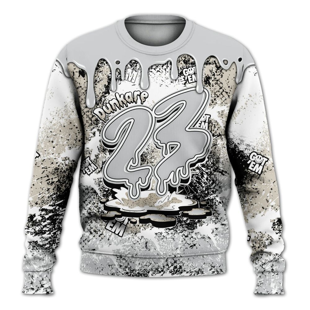 Sweatshirt To Match Metallic Silver 2024 5s - Dripping 23 Drip All Over Print