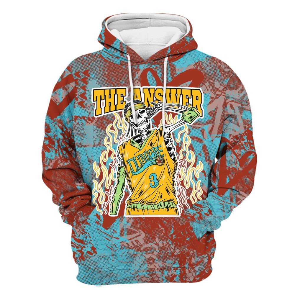Hoodie To Match SB Dunk Di'Orr Greenwood - Allen Answer Skeleton Heart All Over Print