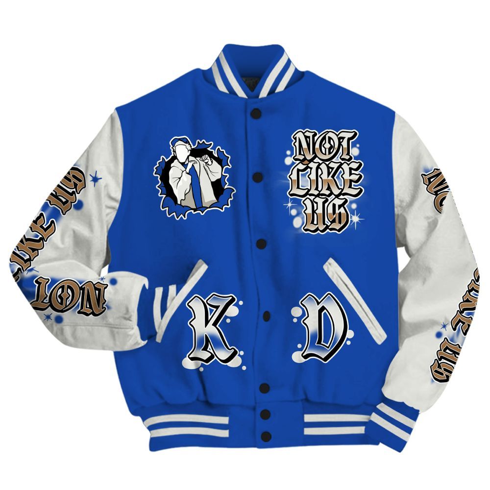 Varsity Jacket To Match Dunk High Racer Blue - None Like Us Graphic All Over Print