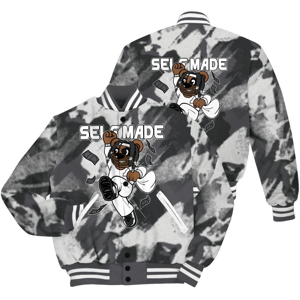 Varsity Jacket To Match White Thunder 4s Shirt - Autonomous Bear Abstract Halftone All Over Print