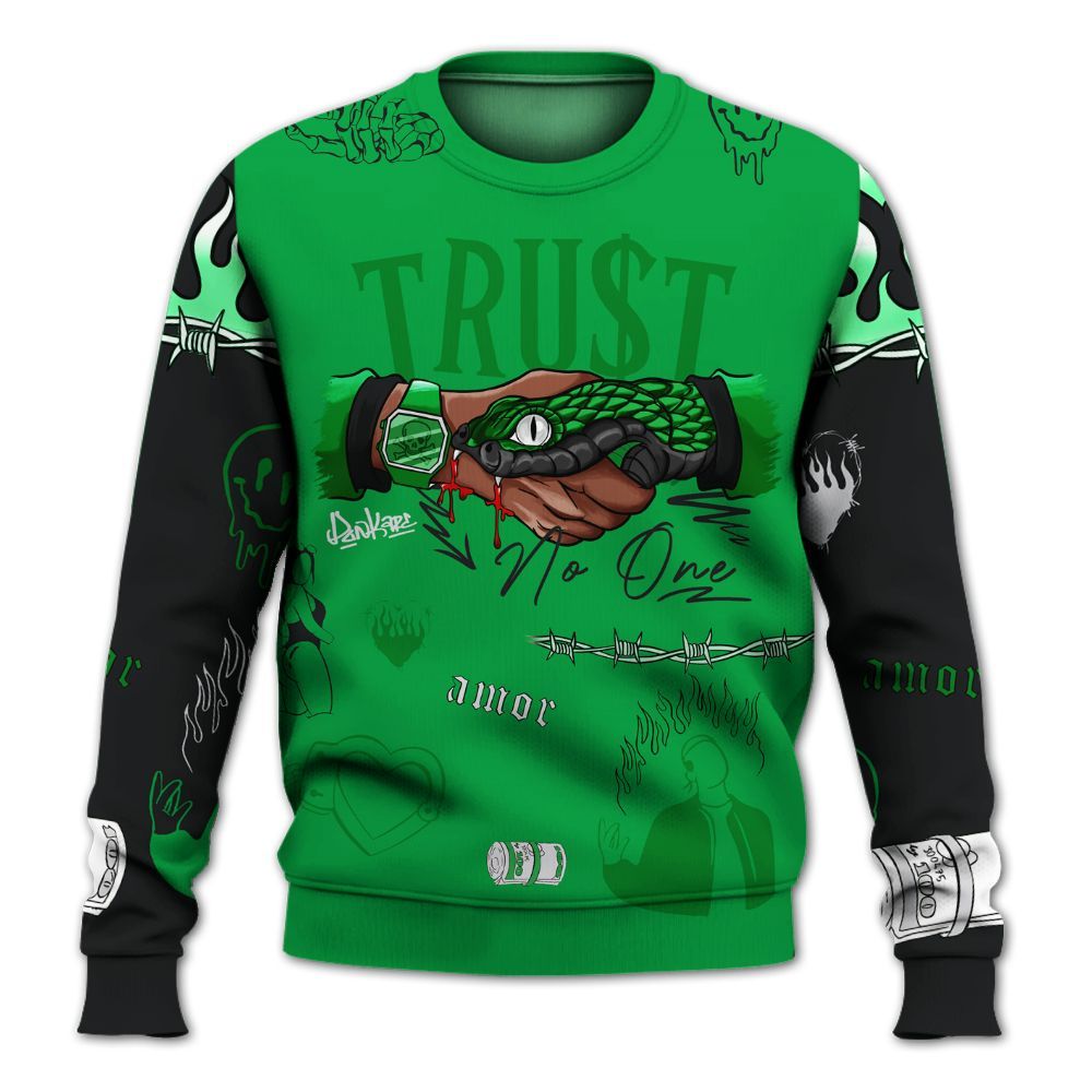 Sweatshirt To Match Low Lucky Green 1s - Snake Trust No One All Over Print