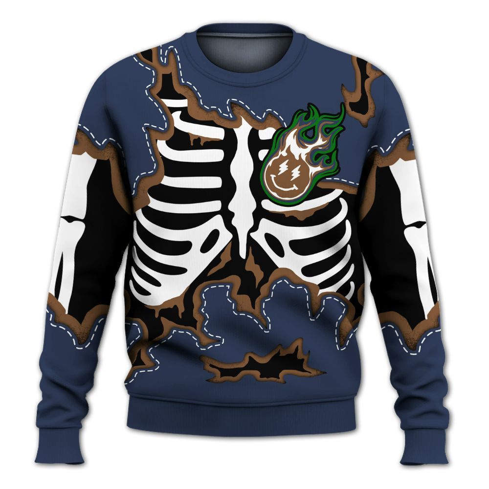 Sweatshirt To Match Midnight Navy 13s - Skeleton Smiley Face All Over Print