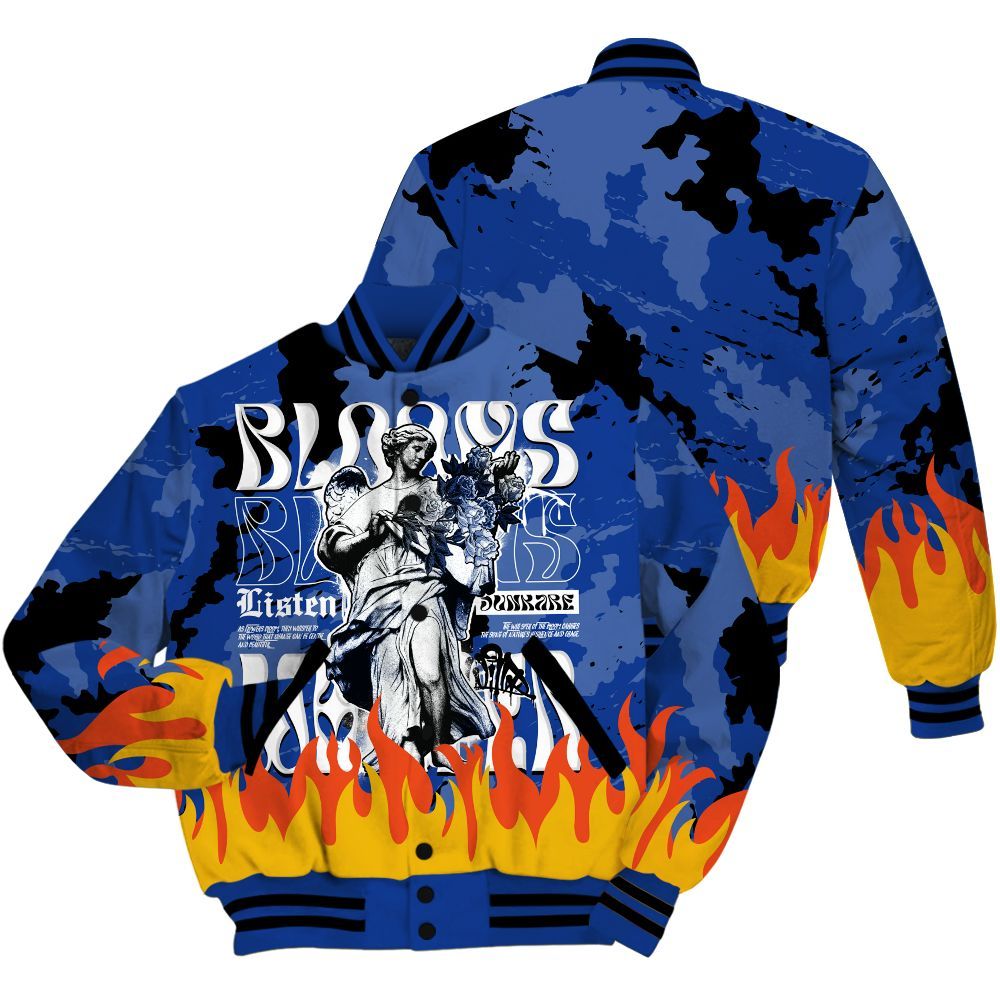 Varsity Jacket To Match Air Foamposite One Royal - Blooms Whisper Retro All Over Print
