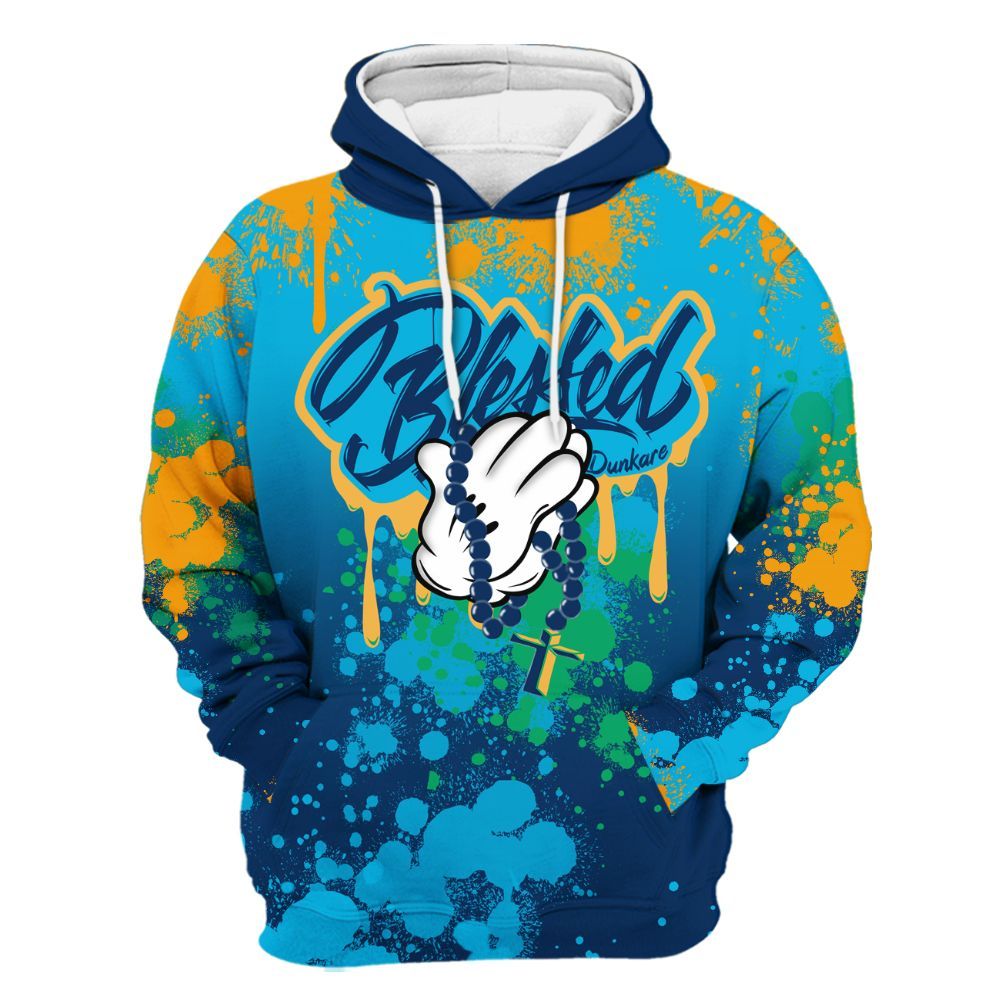 Hoodie To Match Dunk Low GS Electric Algae - God Blessed Ink Drip All Over Print