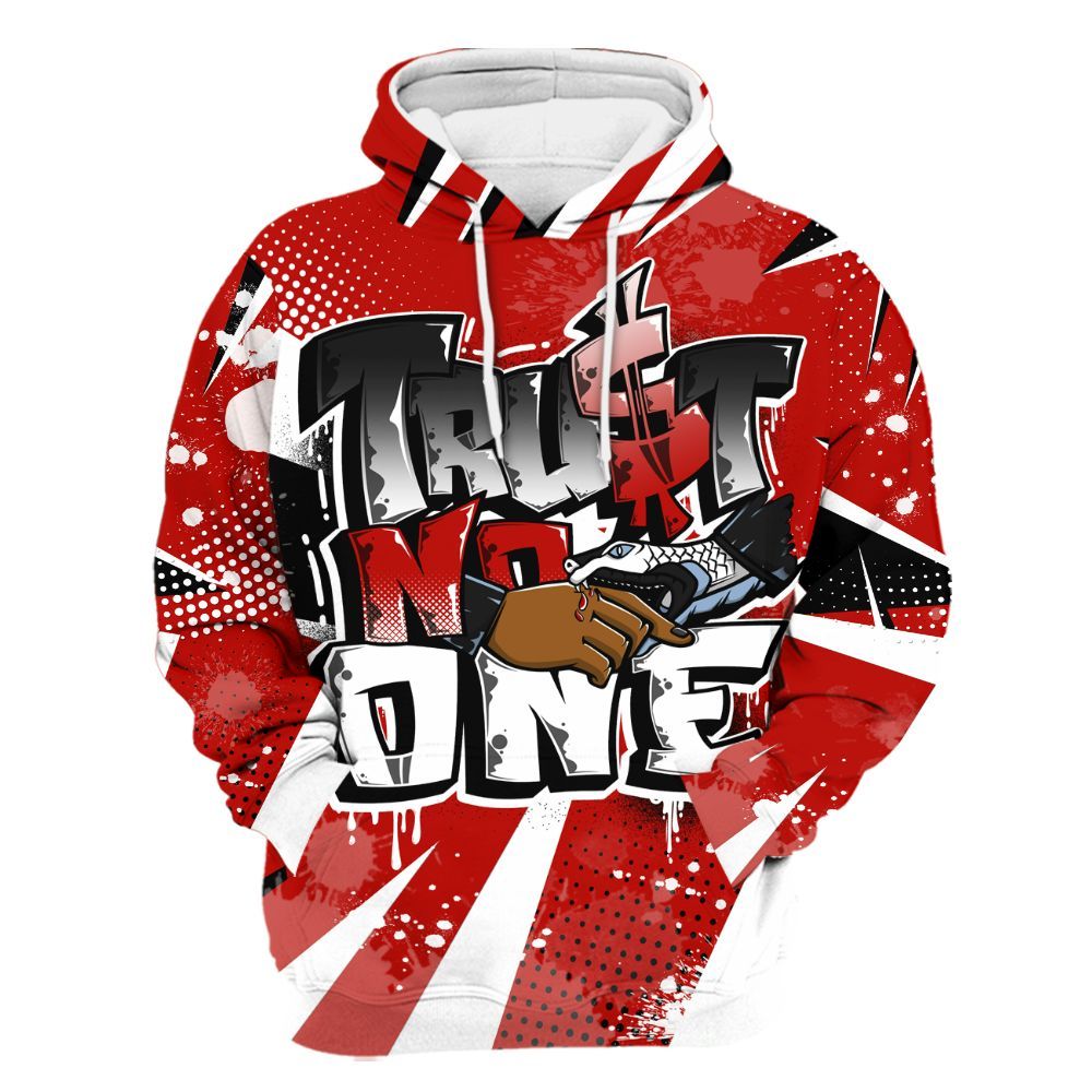 Hoodie To Match OG Fire Red 5s - Poly Trust No One Dripping All Over Print
