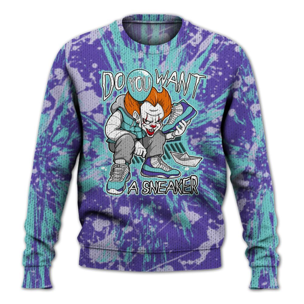 Knitted Sweater To Match Low Hornets 1s - Clown Scary Sneakers Graphic Halloween