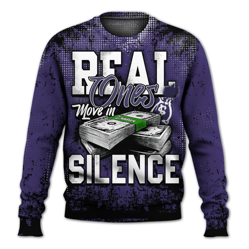 Sweatshirt To Match Retro Court Purple 13s - Move In Silence Money Street Retro All Over Print