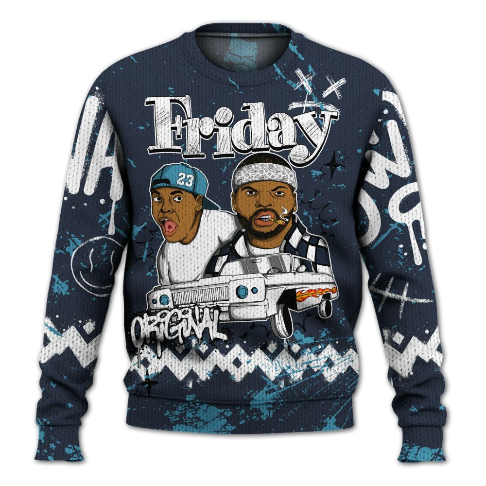 Knitted Sweater To Match Retro Obsidian 13s - Friday Sneaker Crayon