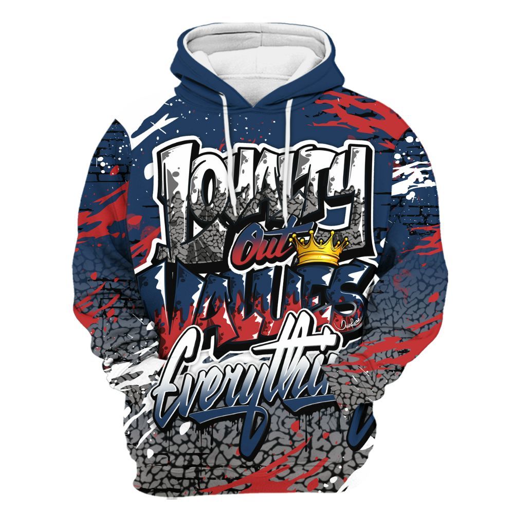 Hoodie To Match SP Sport Royal 3s - Values Of Loyalty Drip All Over Print