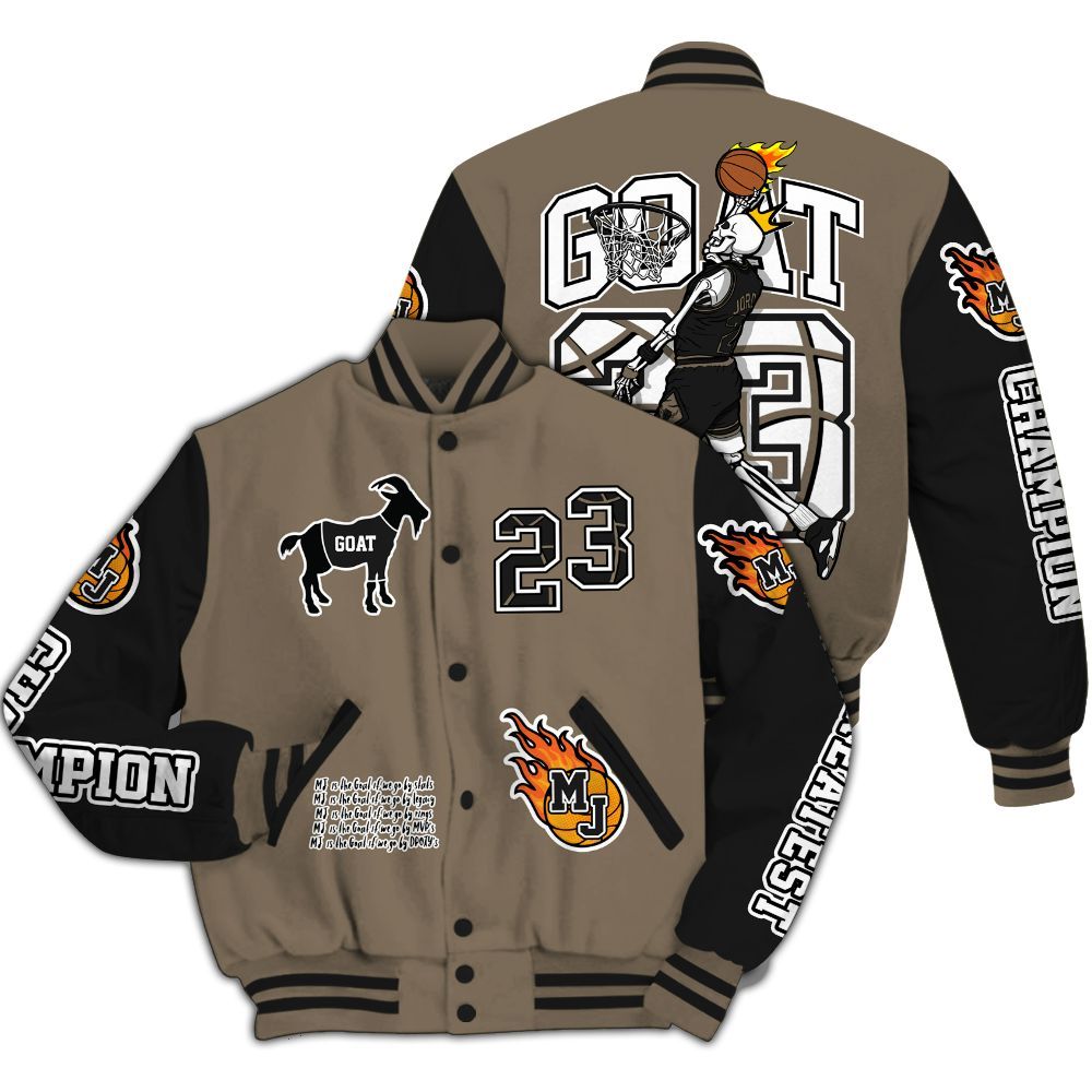 Varsity Jacket To Match Low OG Dark Mocha 1s - 23 G.0.A.T Jump Up Basketball All Over Print