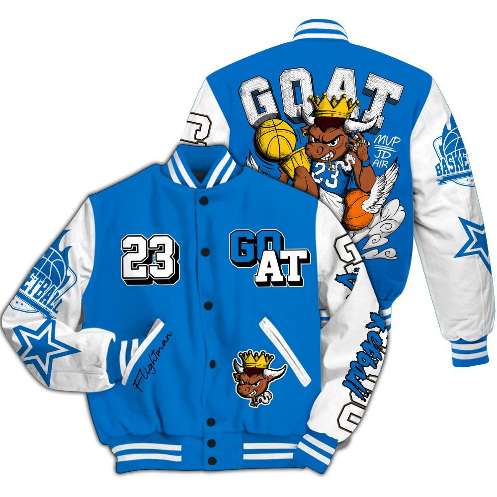 Varsity Jacket To Match Blueberry 12s - FlightMan G.O.A.T Number 23 All Over Print