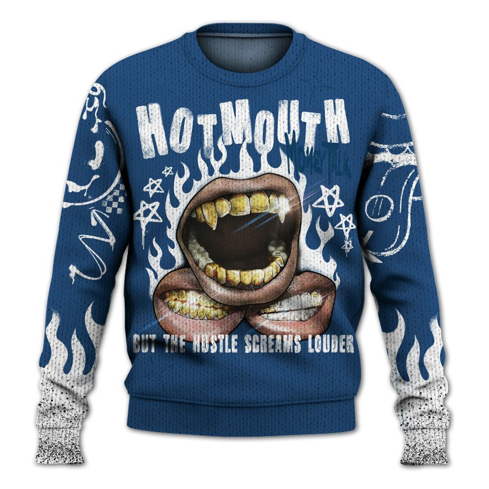 Knitted Sweater To Match High OG Midnight Navy 1s - Mouth Burning Street Style
