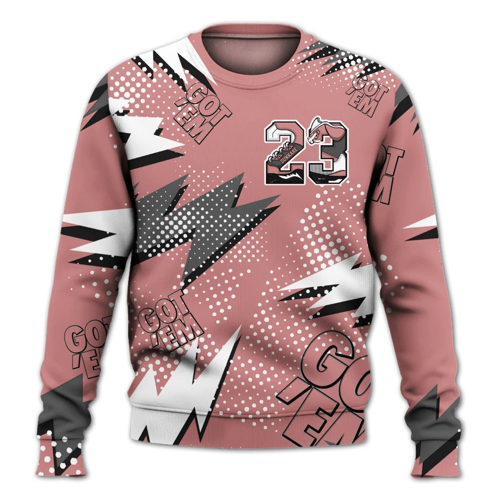 Sweatshirt To Match Low OG Rust Pink 1s - Custom Name Number 23 5s All Over Print