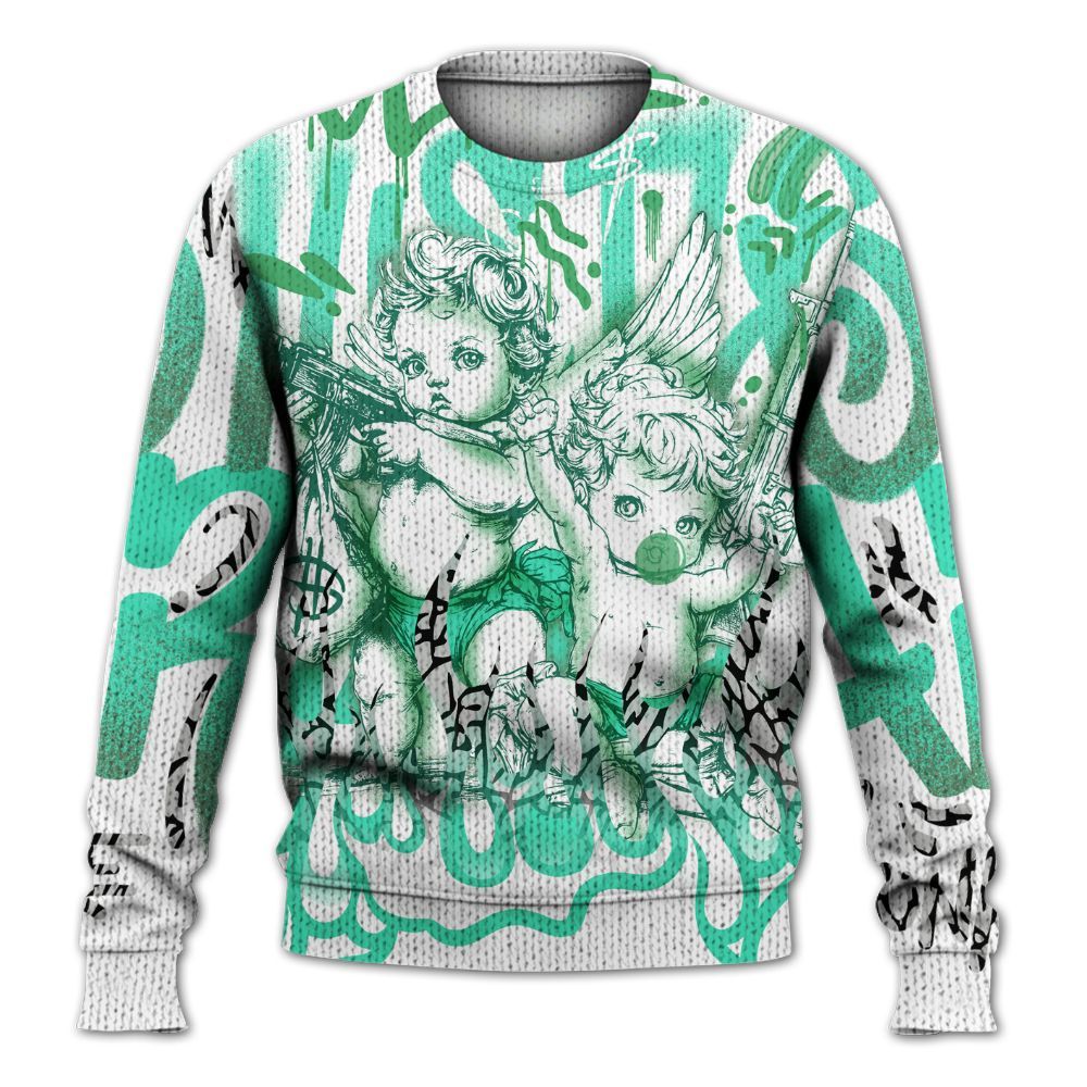 Knitted Sweater To Match Black Green Glow 3s - Angel Hustle Hard Green Glow 3s