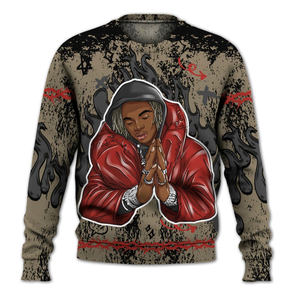 Sweatshirt To Match Olive 9s - Trappin' Unique Graphics All Over Print