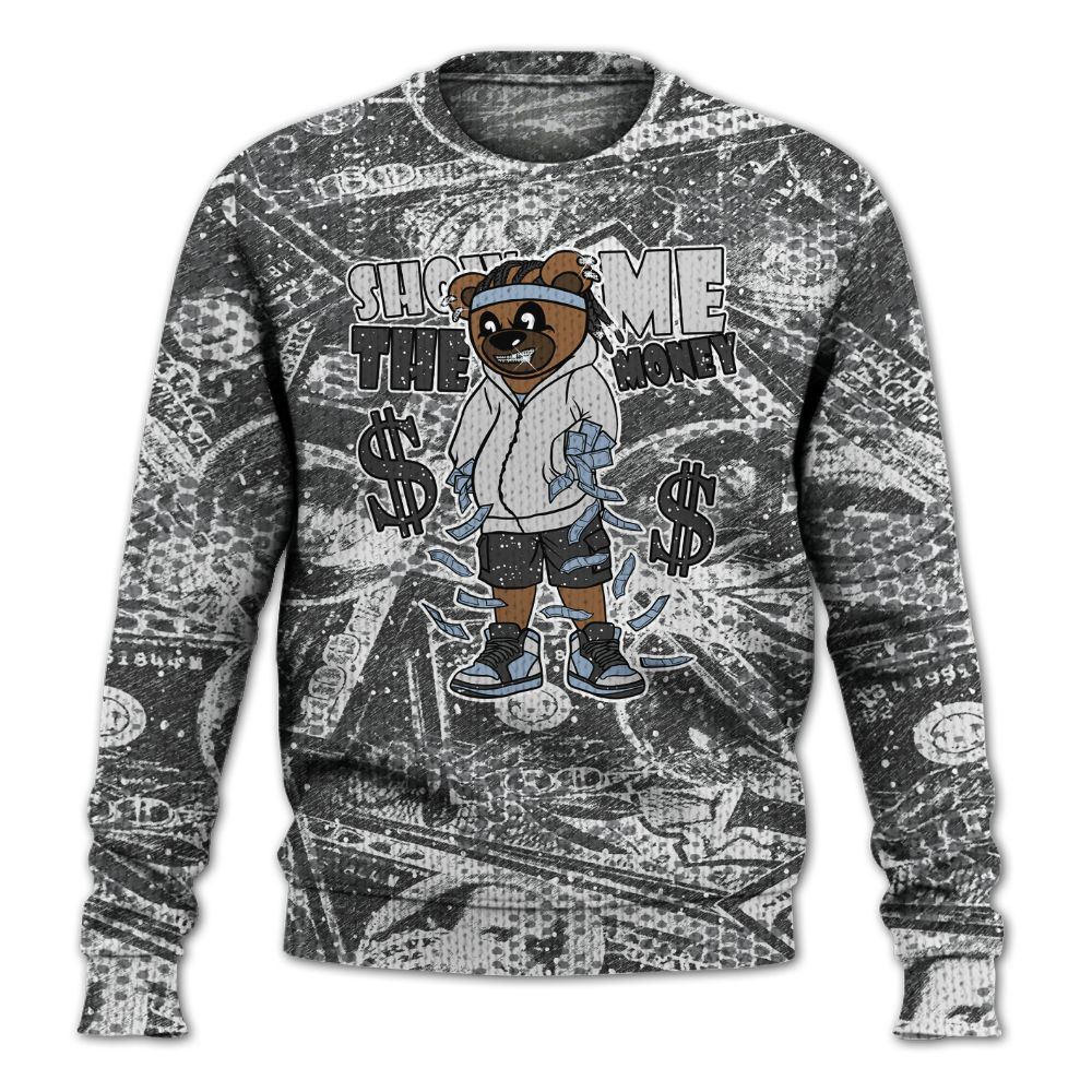 Knitted Sweater To Match Reverse Black White 6s - Show Me Bear Banknotes Art