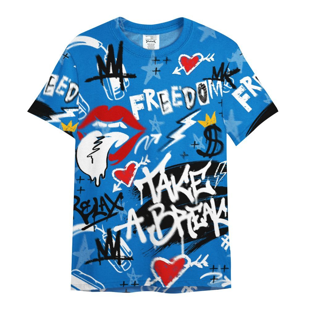 Shirt To Match Blueberry 12s - Take Break Freedom Graffiti Streetwear All Over Print