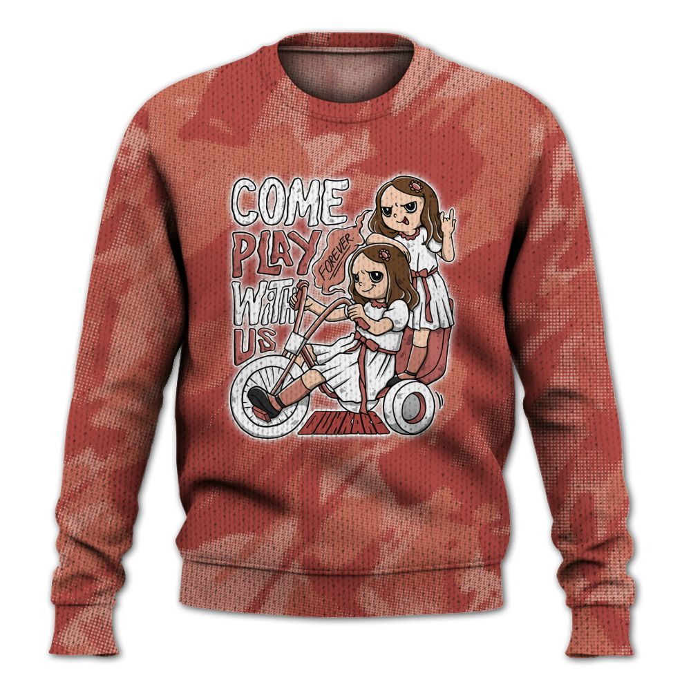 Knitted Sweater To Match Dune Red 13s - Come Hangout Halloween Abstract Halftone