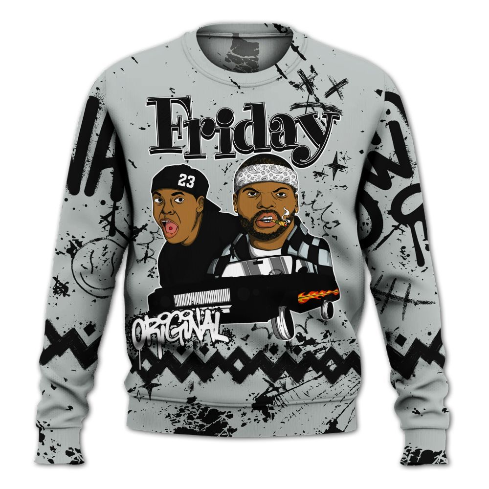 Sweatshirt To Match Black Wolf Grey 12s - Friday Sneaker Crayon All Over Print