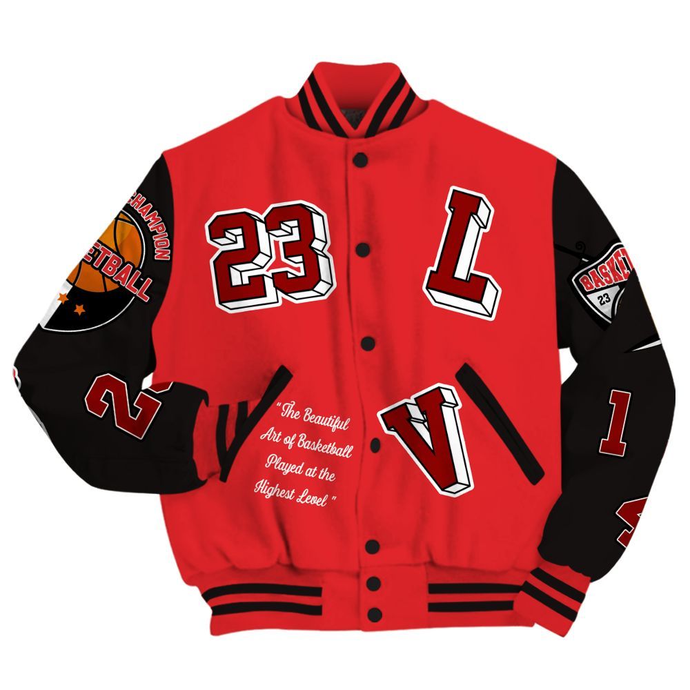 Varsity Jacket To Match Chile Red 9s - The GOAT Got Em Streetwear All Over Print