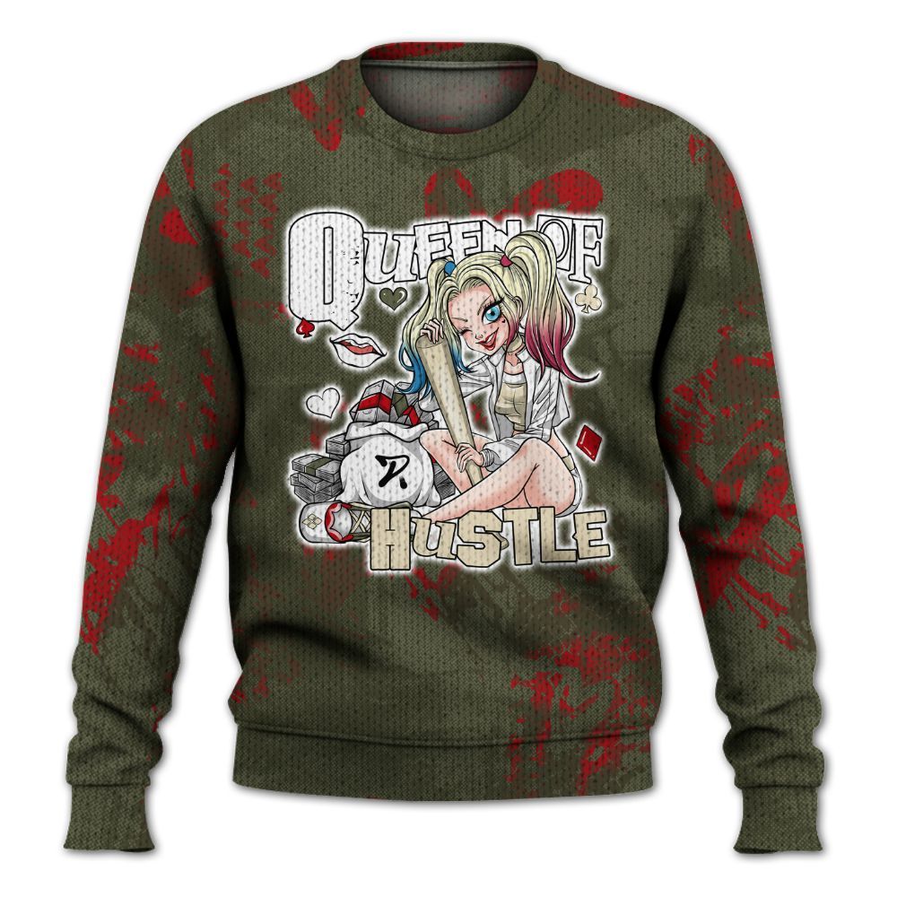 Knitted Sweater To Match Travis Scott Low OG Medium Olive 1s - Hustles Quiinn Heart Grunge