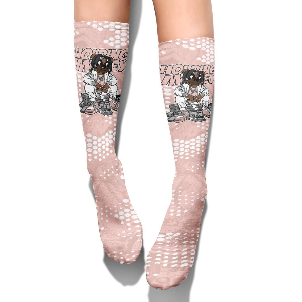 Sock To Match Low Legend Pink 11s - Possessing Moneys Bear Banknotes Art