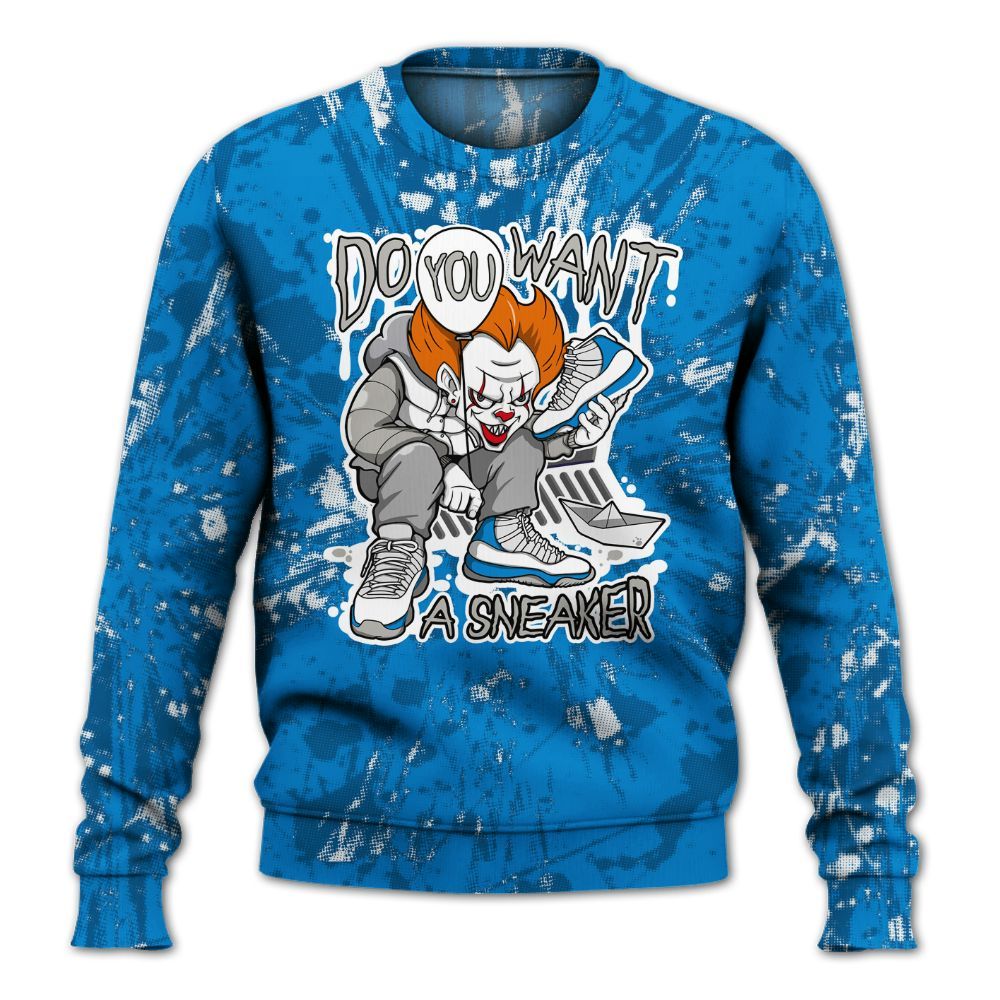 Sweatshirt To Match Military Blue 4s - Clown Scary Sneakers Graphic Halloween All Over Print