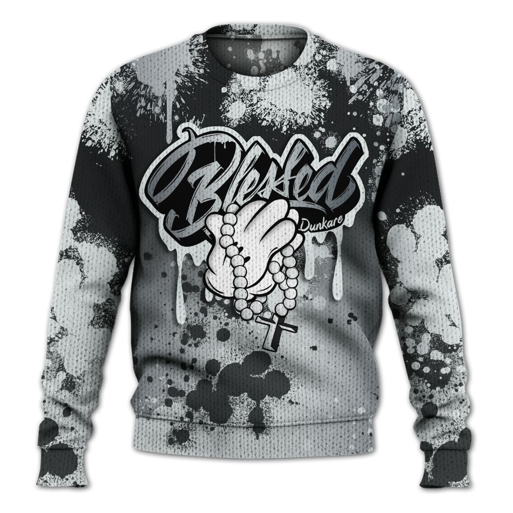 Sweater To Match Cap And Gown 6s - God Blessed Ink Drip Graphic