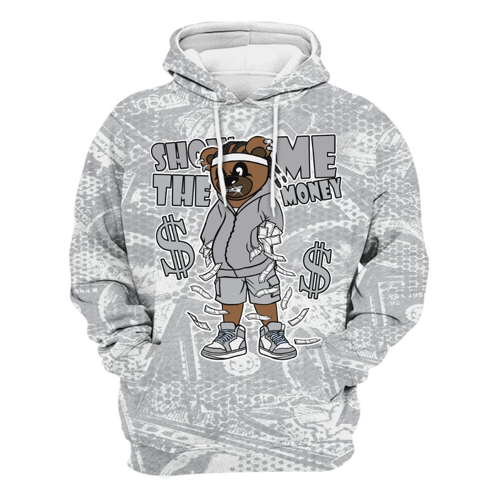 Hoodie To Match Low OG Wolf Grey 1s - Show Me Bear Banknotes Art All Over Print