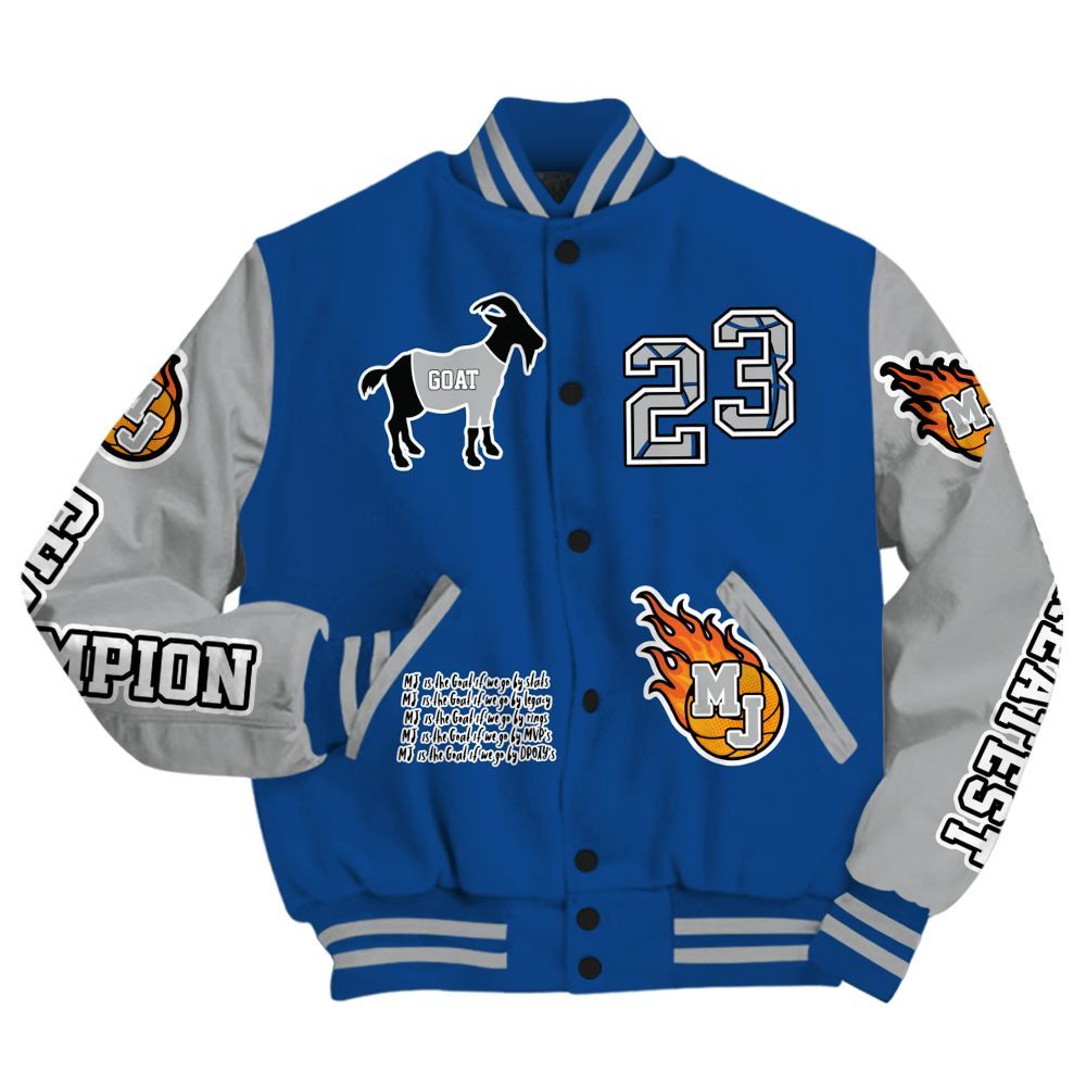 Varsity Jacket To Match Air Ship Royal Blue - 23 G.0.A.T Jump Up Basketball All Over Print
