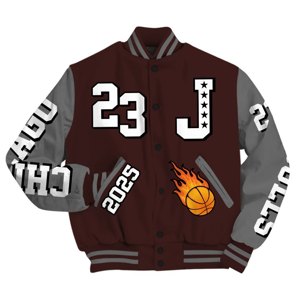 Varsity Jacket To Match Burgundy 5s - Chicago 23 Basketball All Over Print