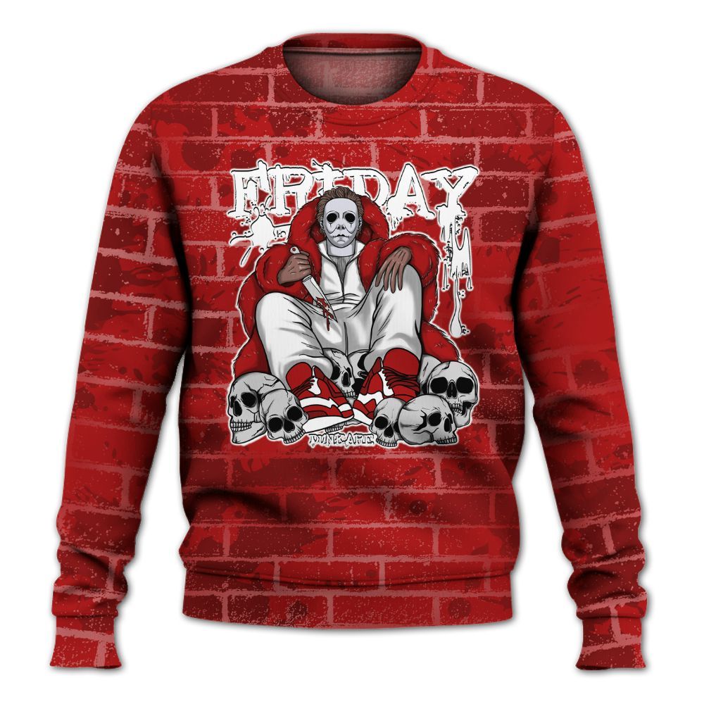 Sweatshirt To Match Red Taxi 12s - Friday Brick All Over Print