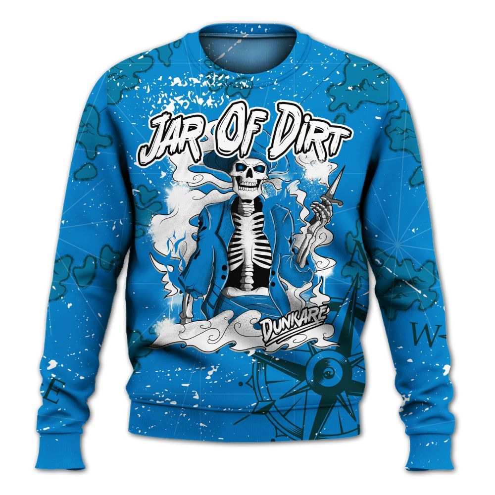 Sweatshirt To Match Industrial Blue 4s - Skeleton Jar Of Dirt Retro Military Blue 4s Outfit All Over Print