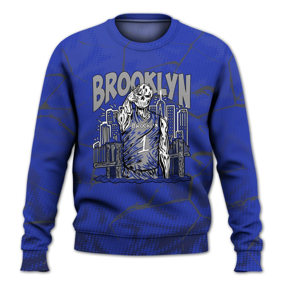 Sweatshirt To Match Air Max Plus Black Racer Blue - Brooklyn's Skeleton Crack All Over Print
