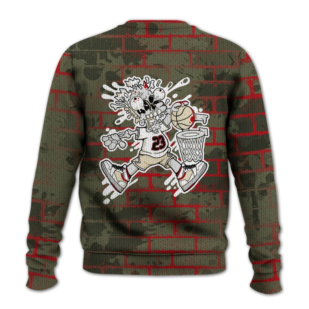 Knitted Sweater To Match Travis Scott Low OG Medium Olive 1s - 85's Dunks Graphic Halloween