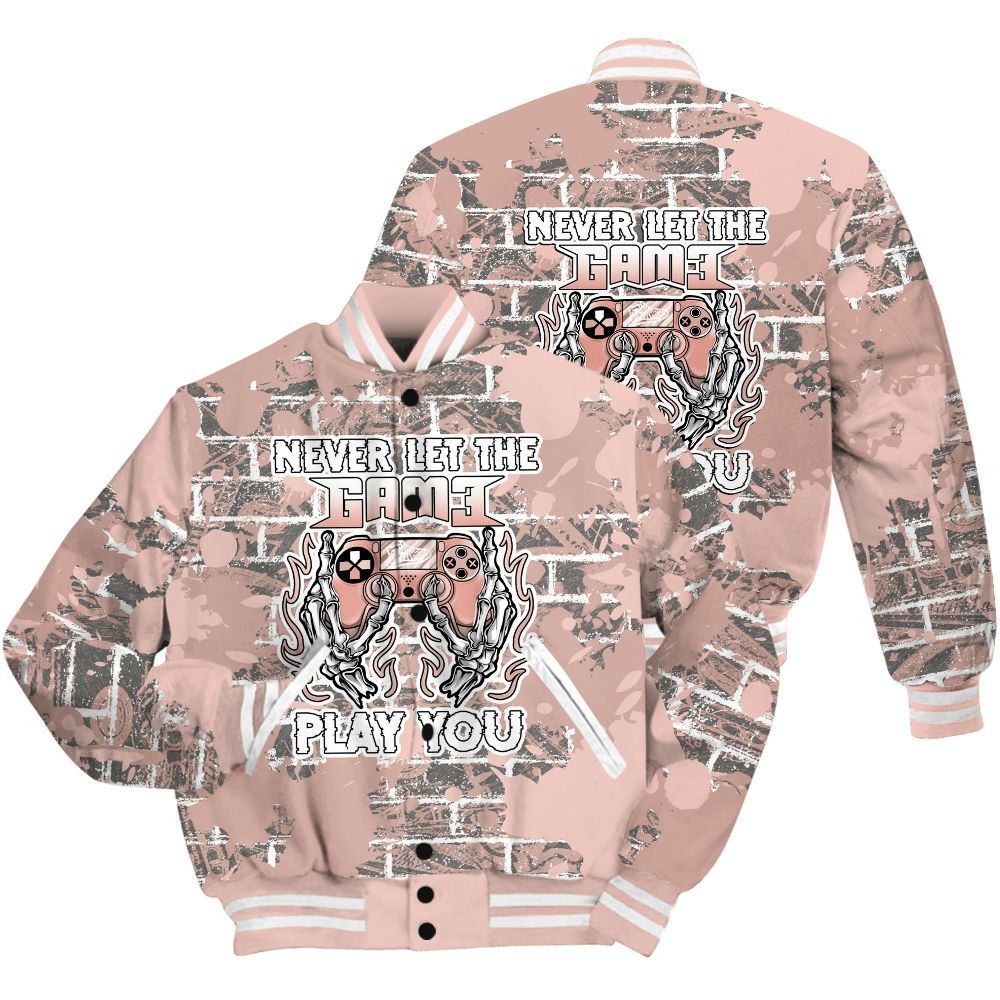 Varsity Jacket To Match Low Legend Pink 11s Shirt - PlayGame Skull Brick All Over Print