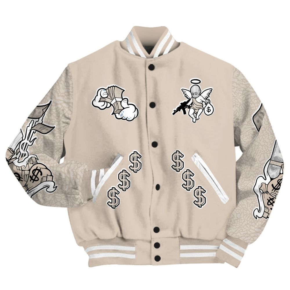 Varsity Jacket To Match Desert Sand 3s - Ones Move In Silence Graphic All Over Print