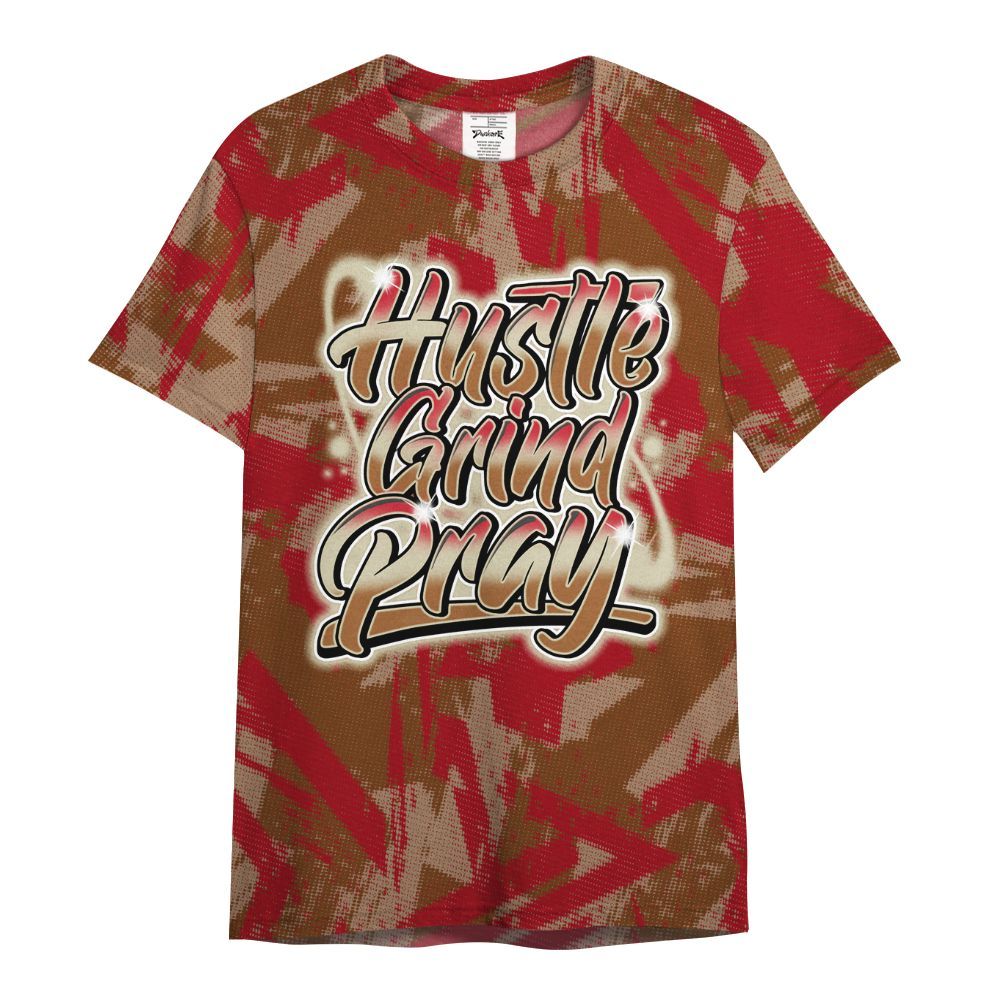 Shirt To Match Archaeo Brown 5s - Hustles And Prayer Graphic Halftone All Over Print