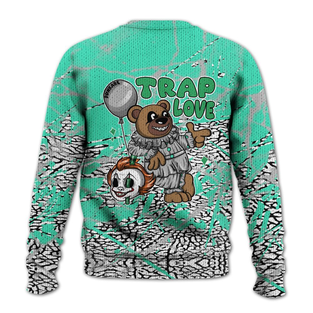Knitted Sweater To Match Black Green Glow 3s - Trap Loves Bear Profound