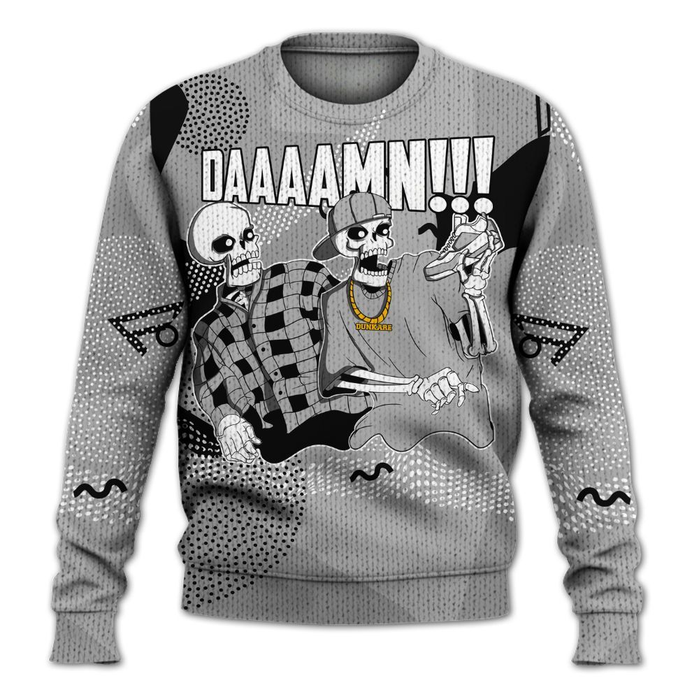 Knitted Sweater To Match Black Wolf Grey 12s - Graphic Meme Damnn