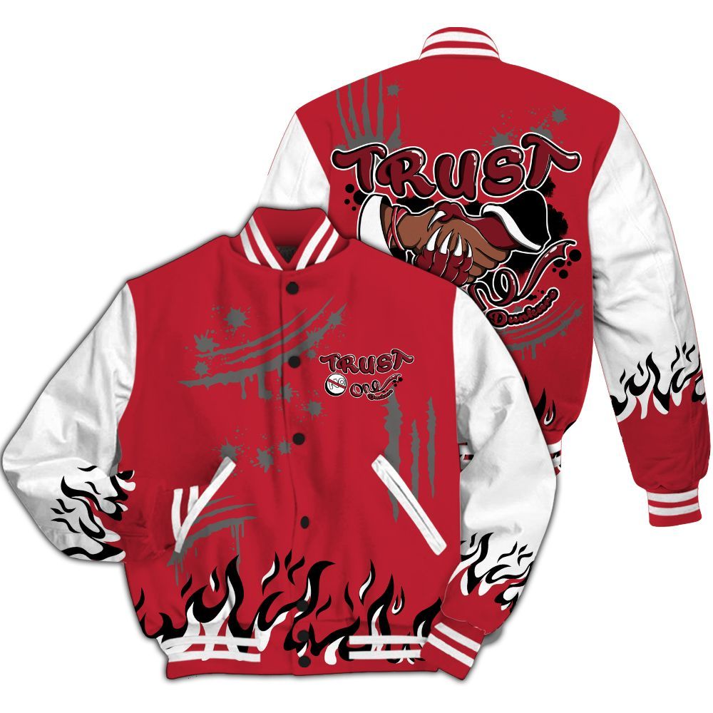 Varsity Jacket To Match Red Flint 13s - Graphic Trust No One All Over Print