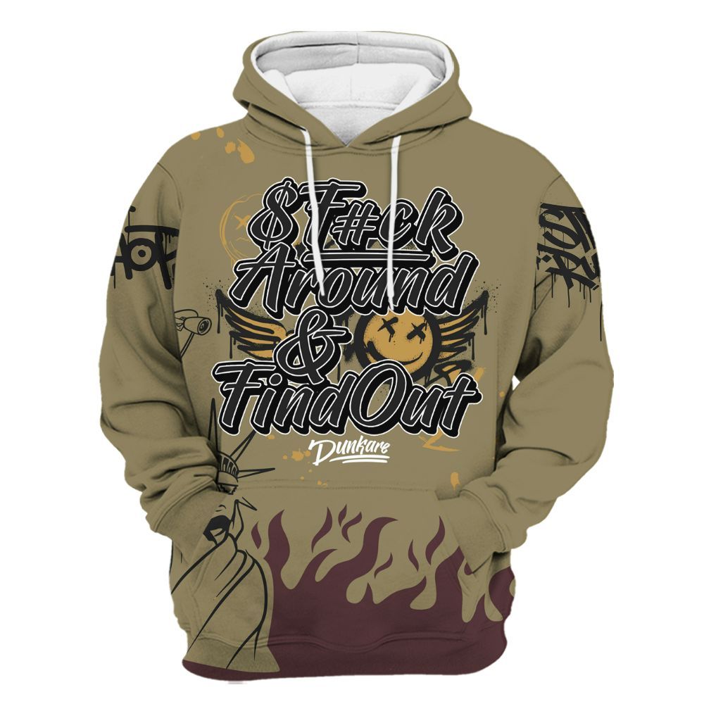 Hoodie To Match Black Olive 7s - Graphic Fck Around Find Out All Over Print