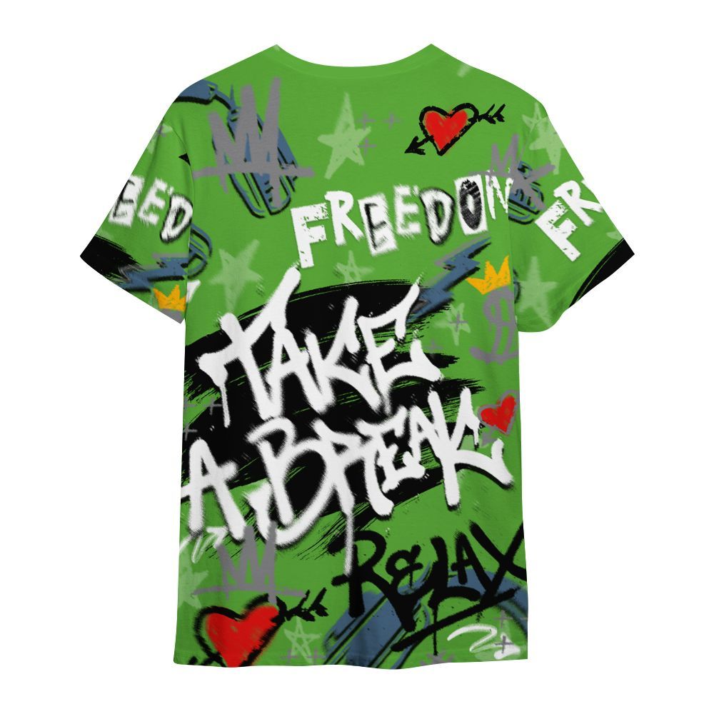 Shirt To Match Retro Green Bean 5s - Take Break Freedom Graffiti Streetwear All Over Print