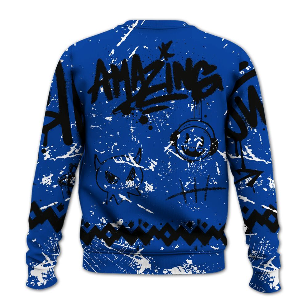 Sweatshirt To Match Hyper Royal 12s - Friday Sneaker Crayon All Over Print