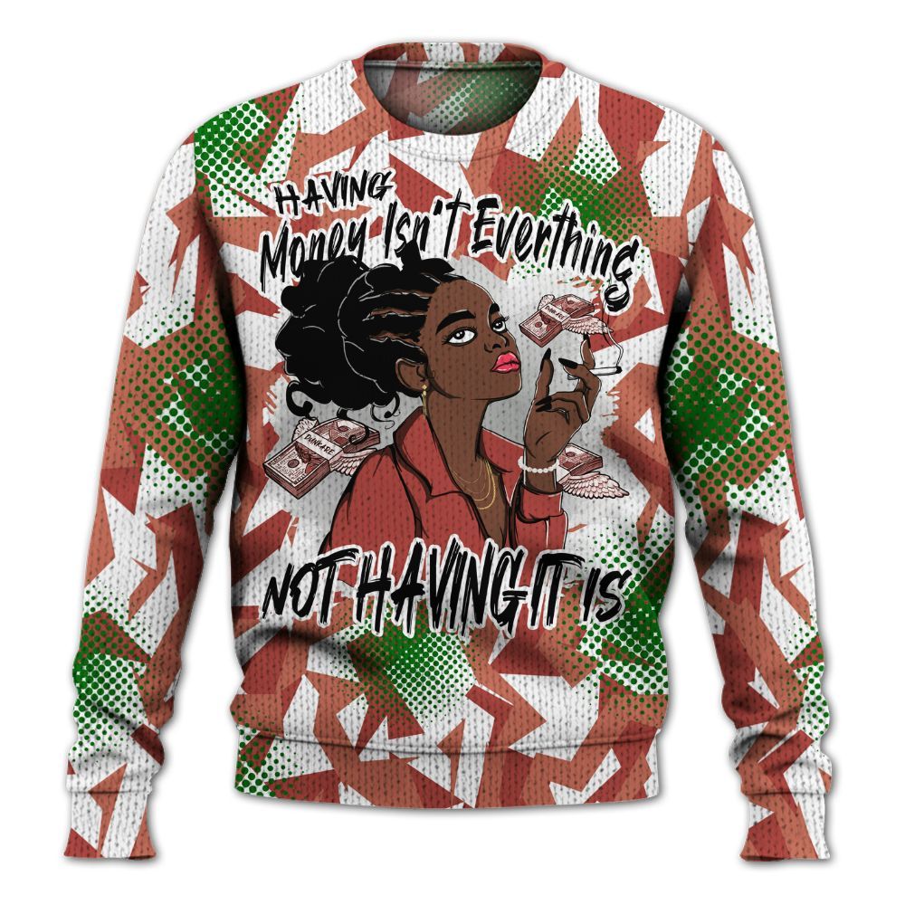 Knitted Sweater To Match Dune Red 13s - Having Money Isn't Everthing Retro