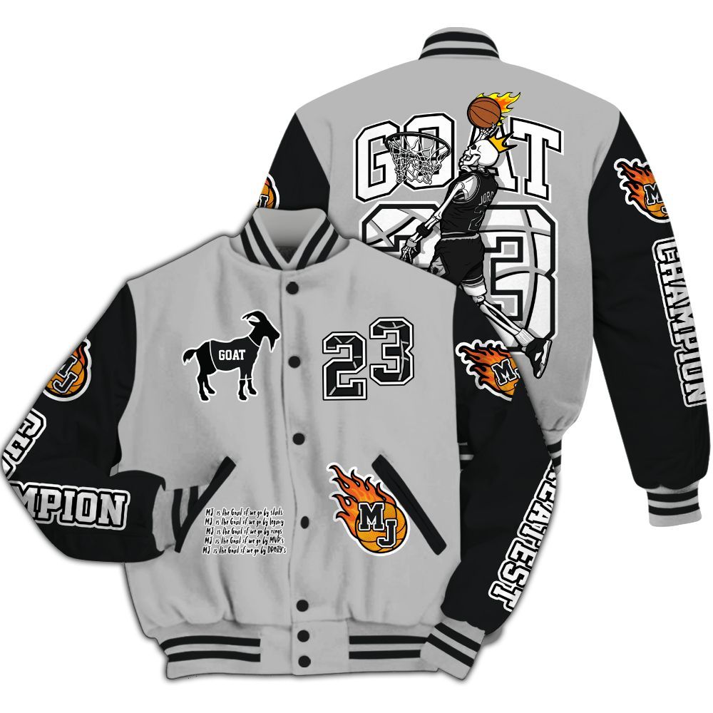 Varsity Jacket To Match Low 85 Metallic Black 1s - 23 G.0.A.T Jump Up Basketball All Over Print