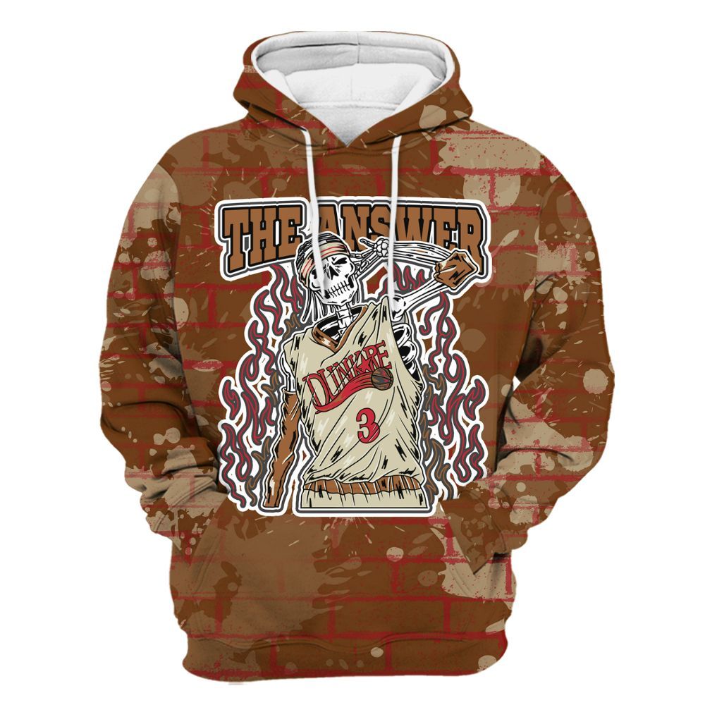 Hoodie To Match Archaeo Brown 5s - Allen Answer Skeleton Brick All Over Print