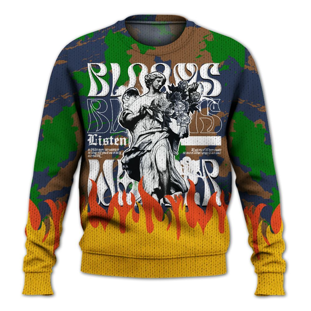 Knitted Sweater To Match Midnight Navy 13s - Blooms Whisper Retro