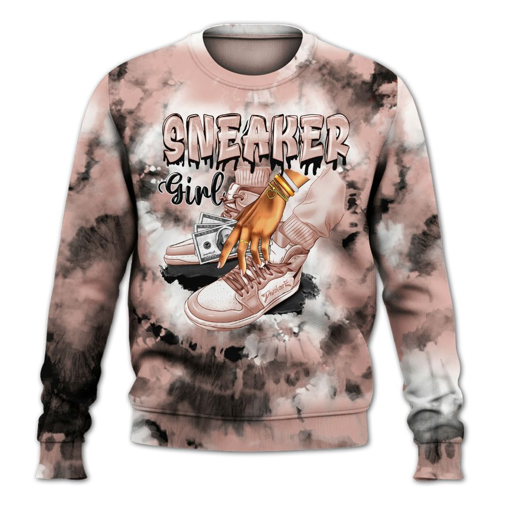 Sweatshirt To Match Dunk Low Pink Velvet - SNEAKER Girl Money Drip Tie Dye All Over Print
